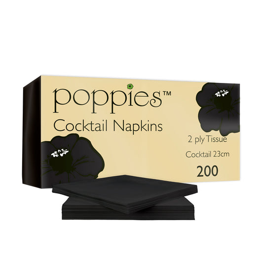 Cocktail Napkin 2Ply 24cm Black 200's 10