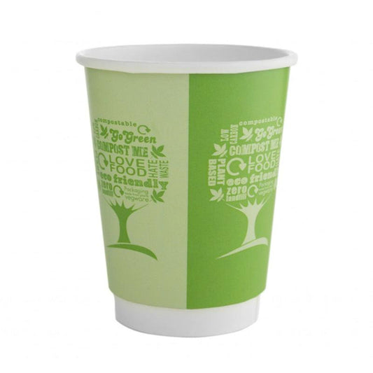 Vegware - 12oz Double Wall Cup, 89-Series - Green Tree (500) - Fry Fresh Edible Oils